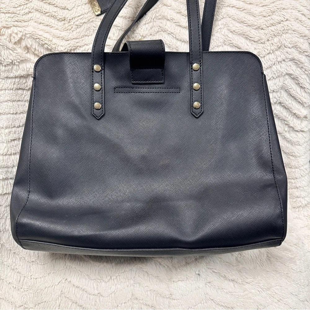 Trina Turk Black Vegan Shoulder Bag with Pink Interior